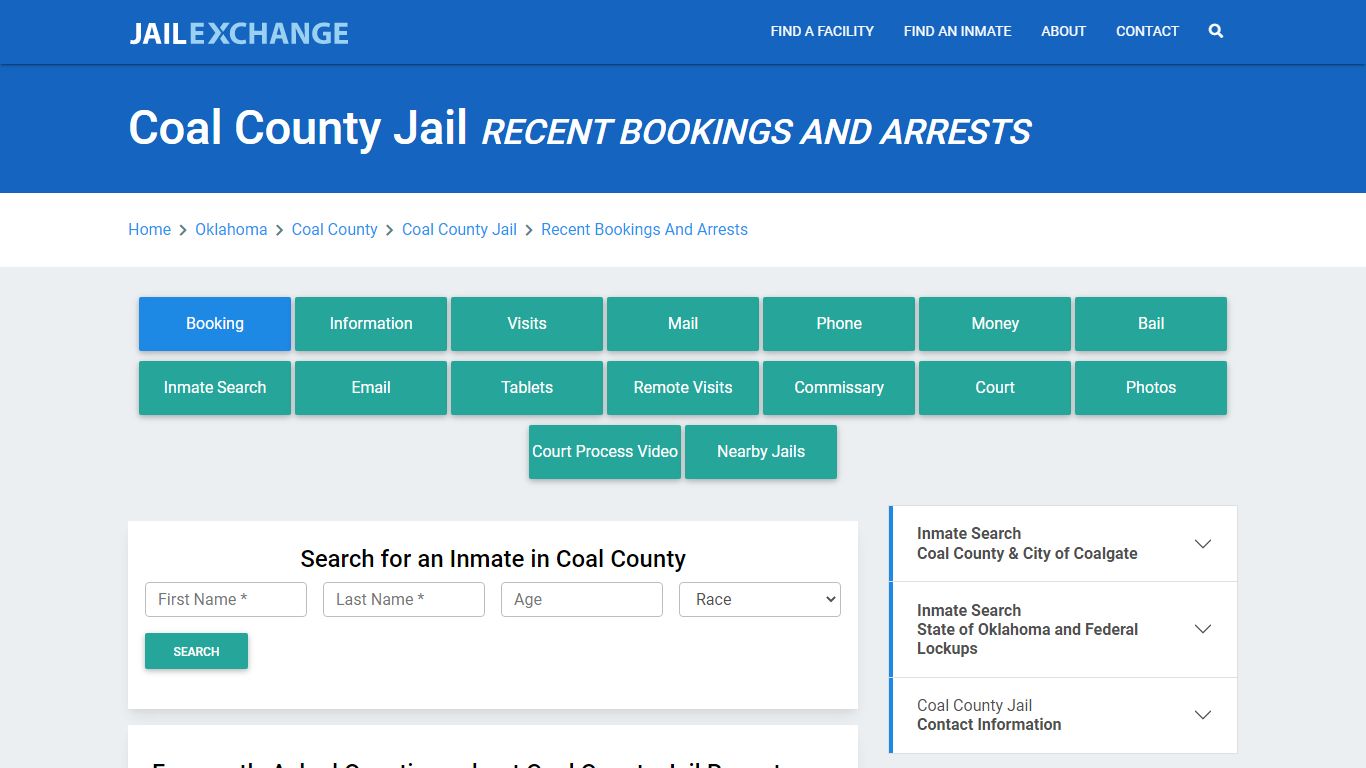 Coal County Jail Recent Bookings And Arrests - Jail Exchange