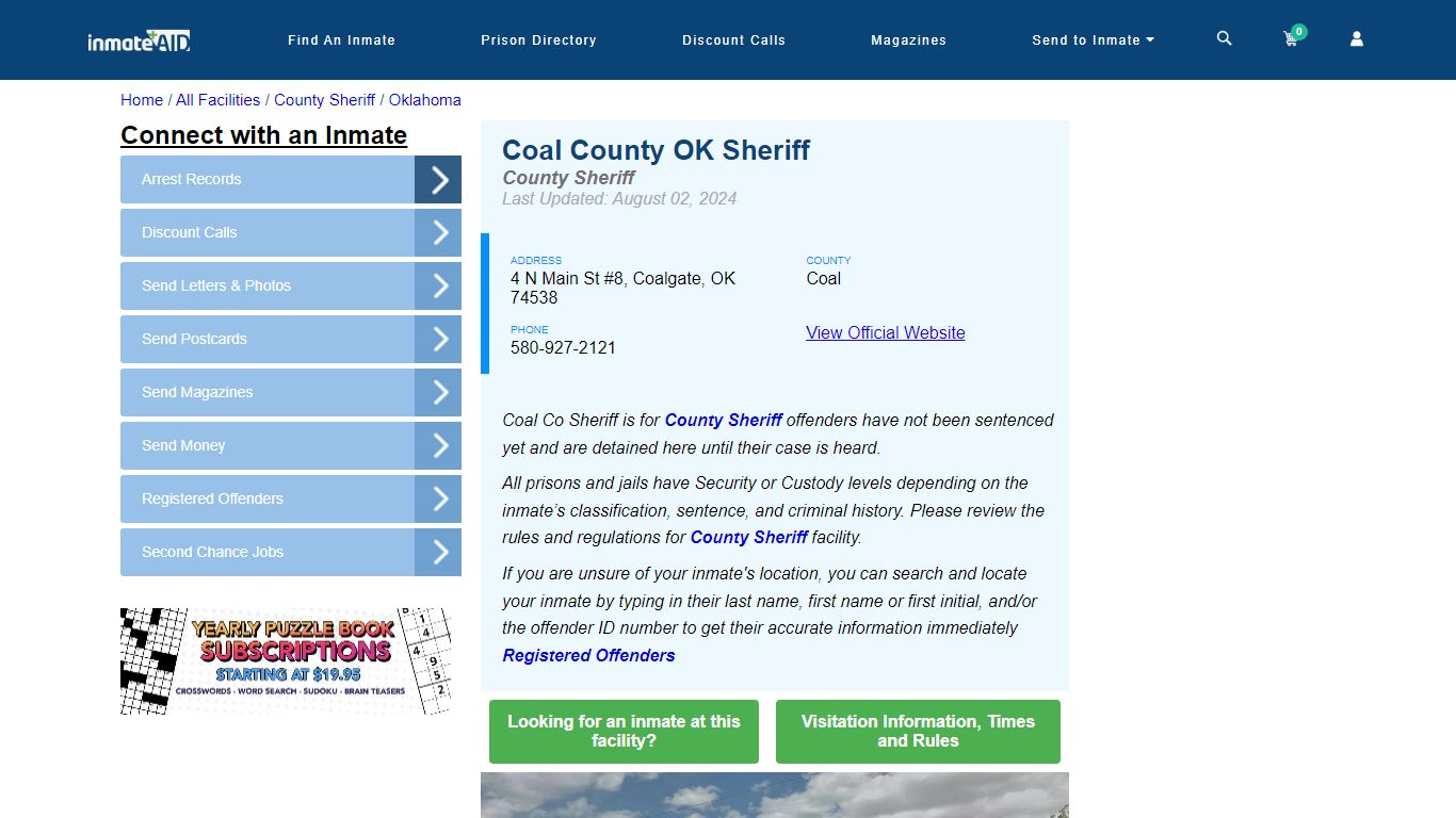 Coal County OK Sheriff & Arrest Search - InmateAid