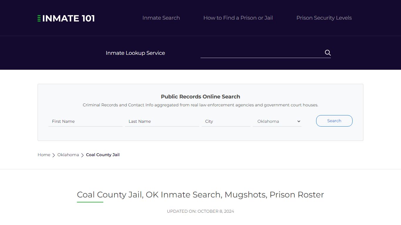 Coal County Jail, OK Inmate Search, Mugshots, Prison Roster